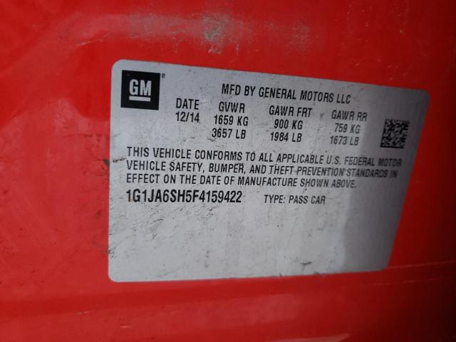 1G1JA6SH5F4159422 - 2015 CHEVROLET SONIC LS RED photo 12