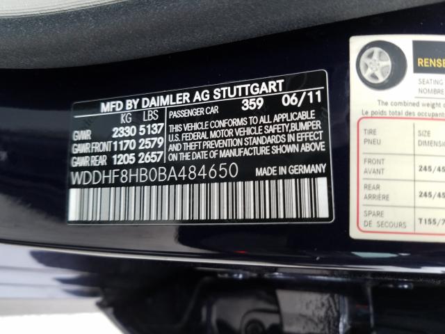 WDDHF8HB0BA484650 - 2011 MERCEDES-BENZ E 350 4MATIC  photo 10