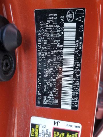 2T1BU4EE2DC095889 - 2013 TOYOTA COROLLA BASE ORANGE photo 13