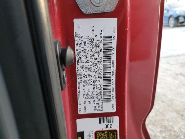 5TENX22NX8Z590905 - 2008 TOYOTA TACOMA RED photo 12