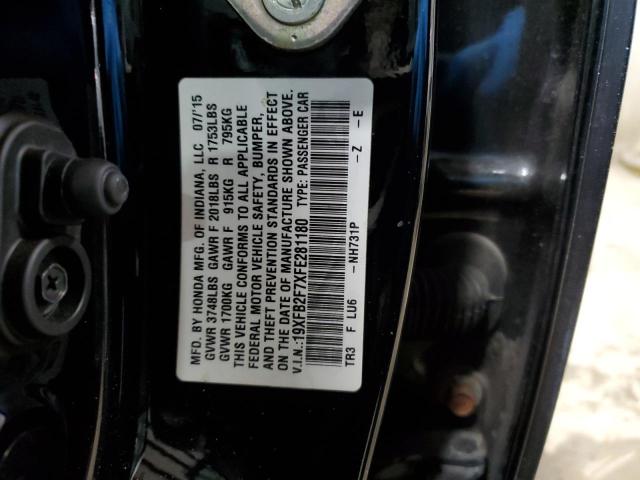 19XFB2F7XFE281180 - 2015 HONDA CIVIC SE BLACK photo 12