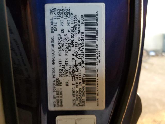 5TBRT3419YS043479 - 2000 TOYOTA TUNDRA ACCESS CAB 蓝色 照片 13