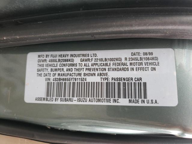 4S3BH6655Y7611524 - 2000 SUBARU LEGACY OUTBACK GREEN photo 12