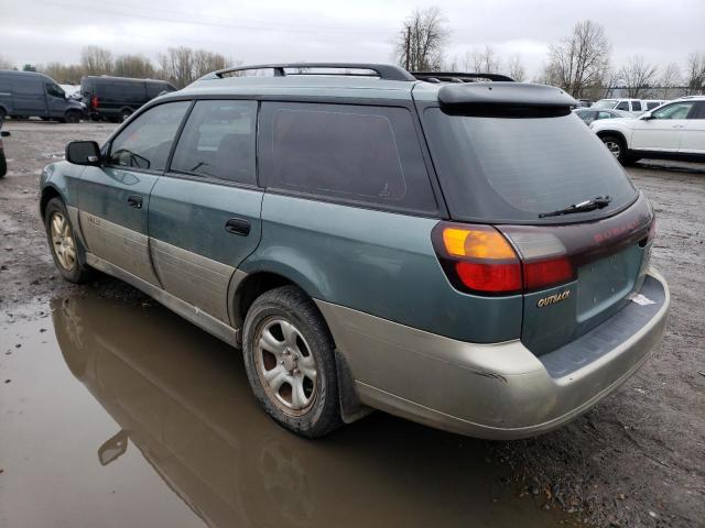 4S3BH6655Y7611524 - 2000 SUBARU LEGACY OUTBACK GREEN photo 2