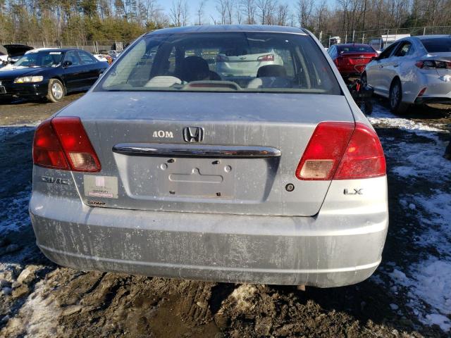 2HGES16622H533937 - 2002 HONDA CIVIC LX SILVER photo 6