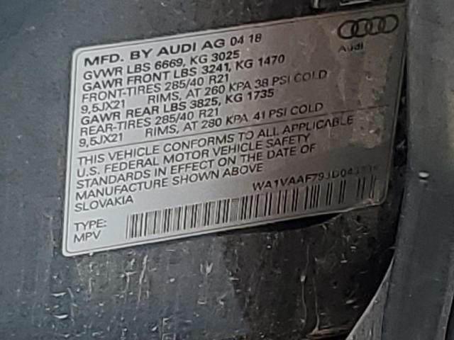 WA1VAAF79JD043334 - 2018 AUDI Q7 PRESTIGE GRAY photo 12