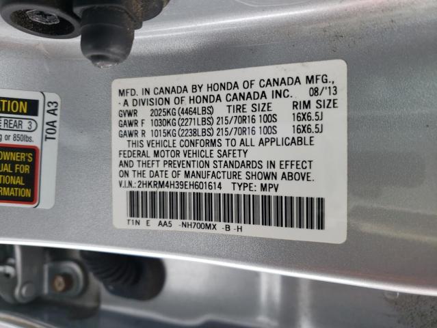 2HKRM4H39EH601614 - 2014 HONDA CR-V LX SILVER photo 14