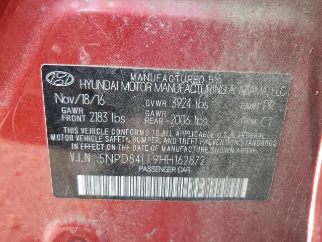 5NPD84LF9HH162872 - 2017 HYUNDAI ELANTRA SE RED photo 13