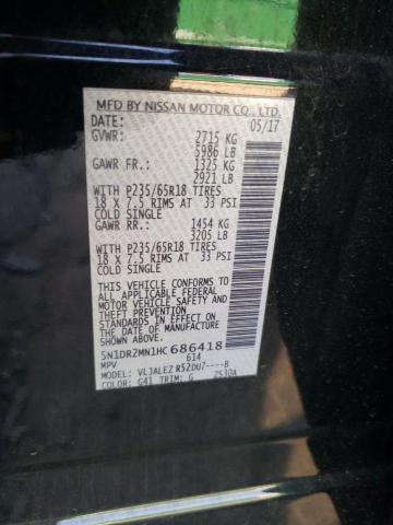 5N1DR2MN1HC686418 - 2017 NISSAN PATHFINDER S BLACK photo 12