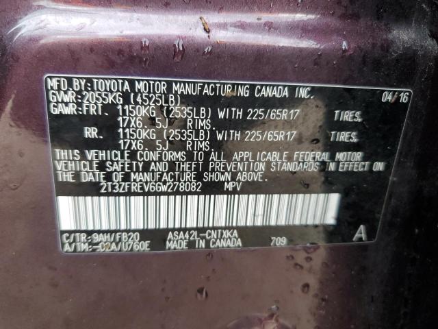 2T3ZFREV6GW278082 - 2016 TOYOTA RAV4 LE BURGUNDY photo 13