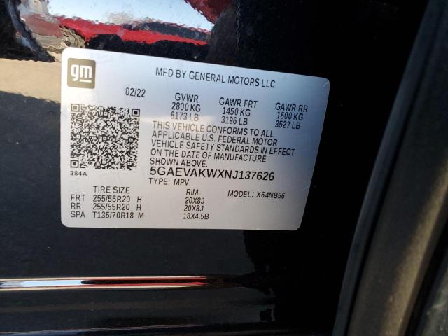 5GAEVAKWXNJ137626 - 2022 BUICK ENCLAVE ESSENCE 黑色 照片 13