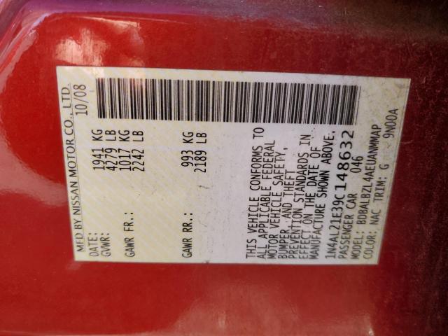 1N4AL21E39C148632 - 2009 NISSAN ALTIMA 2.5 RED photo 12