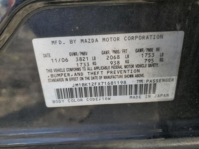 JM1BK12FX71681198 - 2007 MAZDA 3 I BLACK photo 12