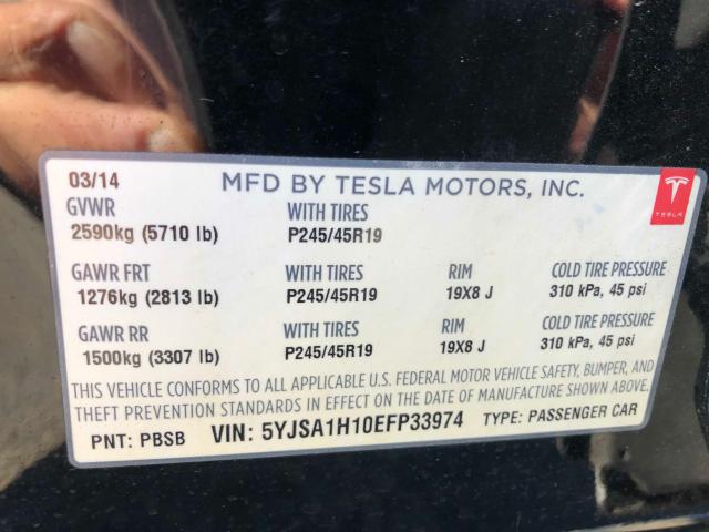 5YJSA1H10EFP33974 - 2014 TESLA MODEL S  foto 8