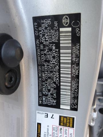 JTDKARFP8K3107314 - 2019 TOYOTA PRIUS PRIM 银色 照片 12