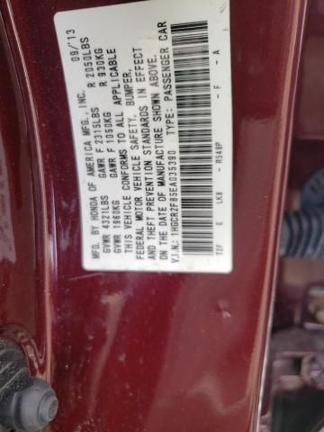 1HGCR2F85EA035390 - 2014 HONDA ACCORD EXL BURGUNDY photo 13