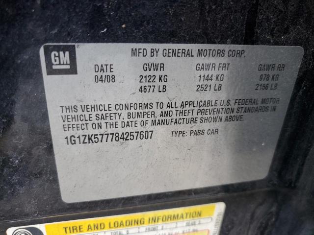 1G1ZK577784257607 - 2008 CHEVROLET MALIBU LTZ შავი ფოტო 12