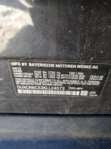 5UXCR6C53KLL24573 - 2019 BMW X5 XDRIVE40I GRAY photo 12