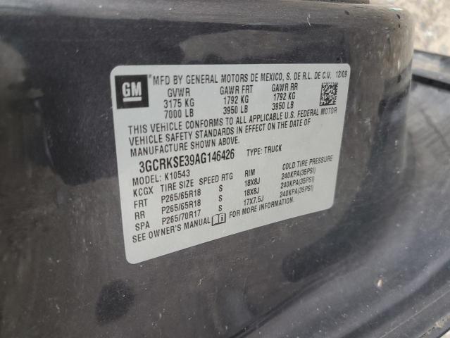 3GCRKSE39AG146426 - 2010 CHEVROLET SILVERADO K1500 LT CHARCOAL photo 12