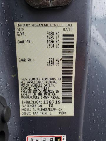 1N4BL2EP3AC138719 - 2010 NISSAN ALTIMA SR GRAY photo 12