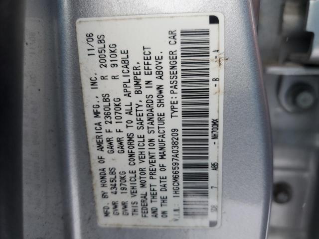 1HGCM66597A038209 - 2007 HONDA ACCORD EX SILVER photo 12