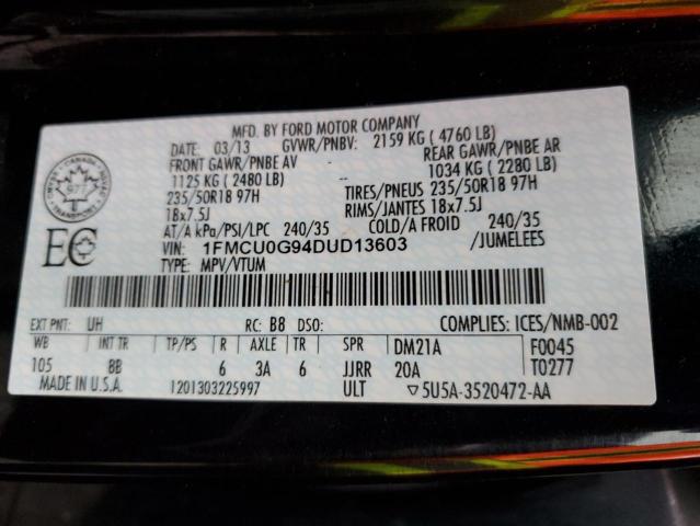 1FMCU0G94DUD13603 - 2013 FORD ESCAPE SE BLACK photo 14