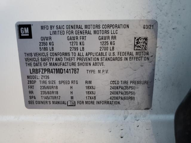 LRBFZPR47MD141787 - 2021 BUICK ENVISION ESSENCE WHITE photo 14