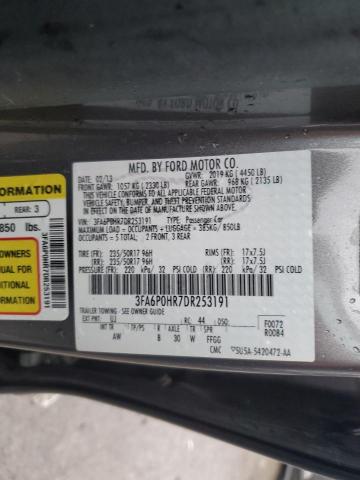 3FA6P0HR7DR253191 - 2013 FORD FUSION SE GRAY photo 13