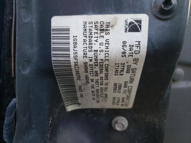 1G8AJ55F56Z106292 - 2006 SATURN ION LEVEL 2 灰色 照片 12