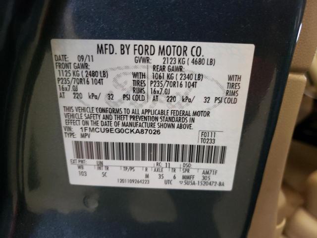 1FMCU9EG0CKA87026 - 2012 FORD ESCAPE LIMITED BLUE photo 12