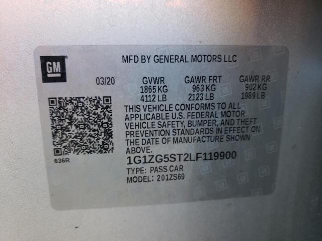 1G1ZG5ST2LF119900 - 2020 CHEVROLET MALIBU RS Argent photo 13