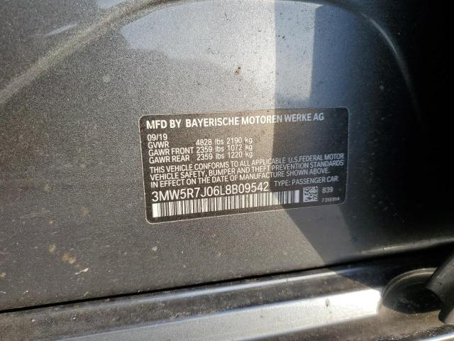 3MW5R7J06L8B09542 - 2020 BMW 330XI BLACK photo 12