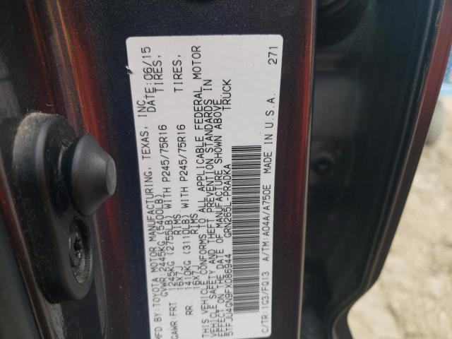 5TFJU4GN9FX086944 - 2015 TOYOTA TACOMA DOUBLE CAB PRERUNNER GRAY photo 12