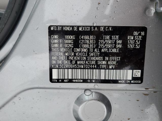 3CZRU6H53HM702444 - 2017 HONDA HR-V EX SILVER photo 13