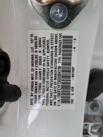 19XFC1F75GE004736 - 2016 HONDA CIVIC EXL თეთრი ფოტო 13