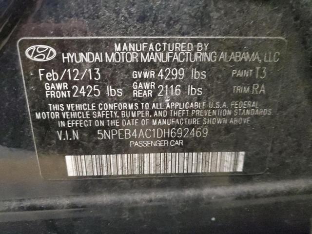 5NPEB4AC1DH692469 - 2013 HYUNDAI SONATA GLS BLUE photo 12