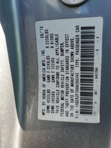 1HGCR2F3XHA066045 - 2017 HONDA ACCORD LX SILVER photo 12