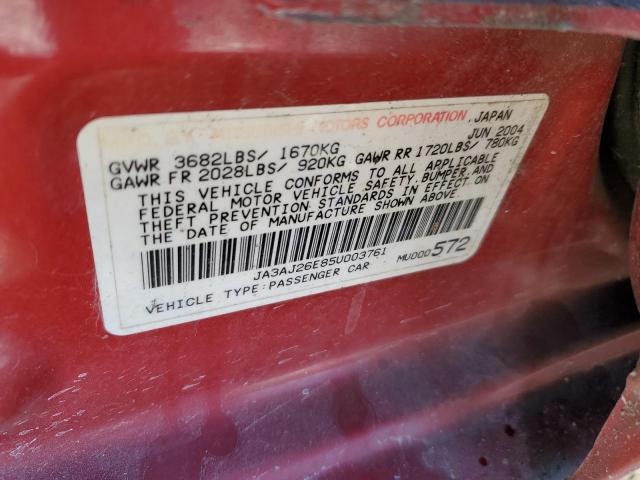 JA3AJ26E85U003761 - 2005 MITSUBISHI LANCER ES RED photo 12