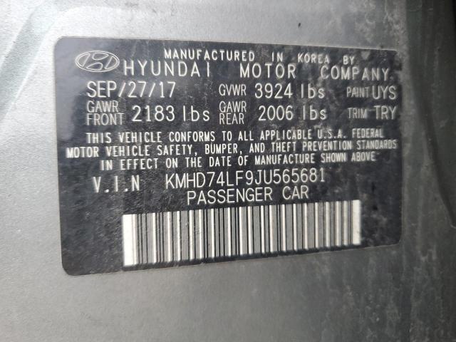 KMHD74LF9JU565681 - 2018 HYUNDAI ELANTRA SE GRAY photo 12