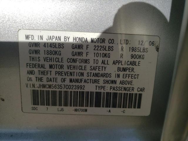 JHMCM56357C023992 - 2007 HONDA ACCORD SE SILVER photo 12