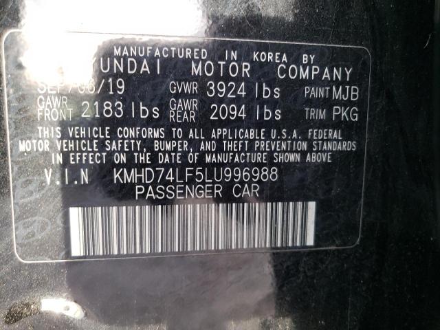 KMHD74LF5LU996988 - 2020 HYUNDAI ELANTRA SE BLACK photo 12