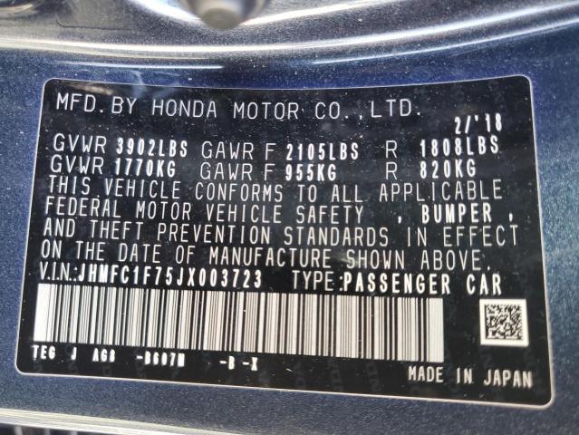 JHMFC1F75JX003723 - 2018 HONDA CIVIC EXL ლურჯი ფოტო 13