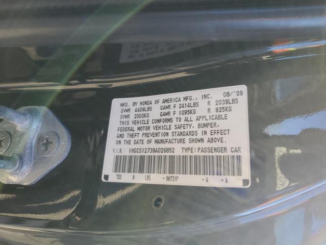 1HGCS12739A026852 - 2009 HONDA ACCORD EX BLACK photo 12