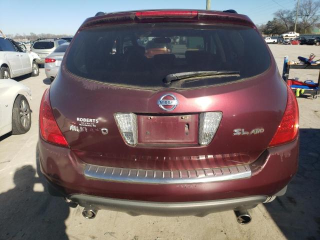 JN8AZ08W07W610902 - 2007 NISSAN MURANO SL BURGUNDY photo 6