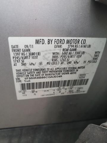 1FMHK8B86CGA30349 - 2012 FORD EXPLORER SILVER photo 13