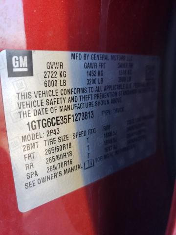 1GTG6CE35F1273813 - 2015 GMC CANYON SLT RED photo 12