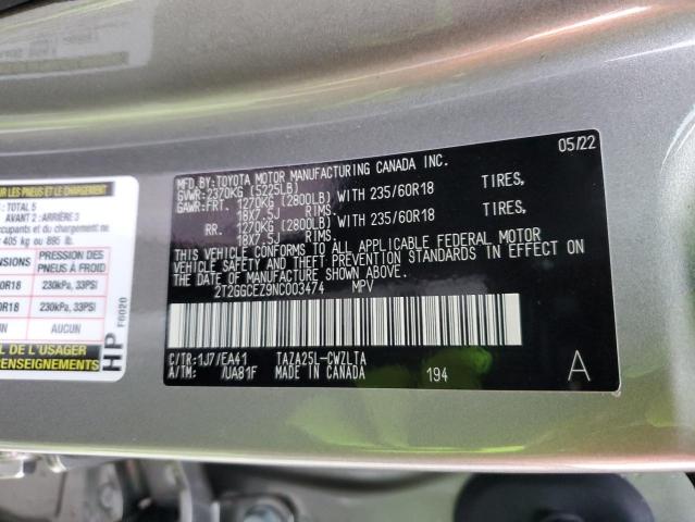 2T2GGCEZ9NC003474 - 2022 LEXUS NX 350 GRAY photo 13