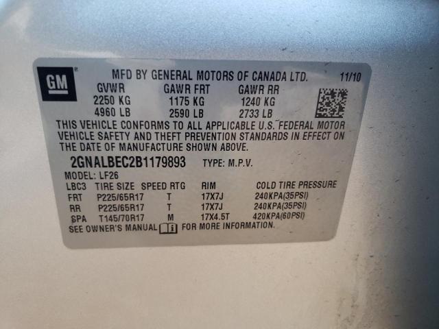 2GNALBEC2B1179893 - 2011 CHEVROLET EQUINOX LS SILVER photo 14