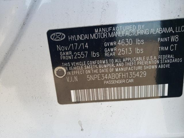 5NPE34AB0FH135429 - 2015 HYUNDAI SONATA SPORT WHITE photo 12