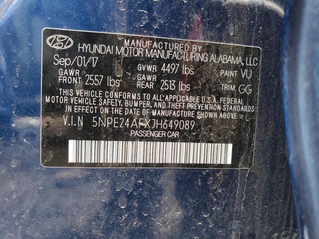 5NPE24AFXJH649089 - 2018 HYUNDAI SONATA SE BLUE photo 12